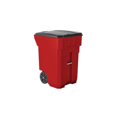 Suncast Commercial 96 Gal Wheeled Trash Can Red