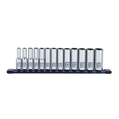 Sunex Tools 13-Piece 3/8 in. Drive Deep Socket Set, Metric 12-Point Rail