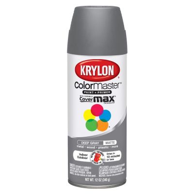 Krylon Colormaster Paint; Matte Deep Gray; 12 oz. Aerosol