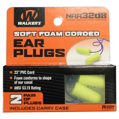 2-Pairs Neon Yellow / Blue Corded Foam Plug w/ P
