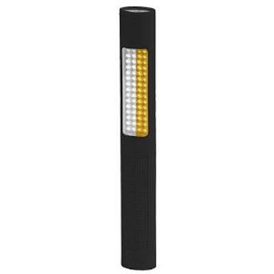 Bayco LED Flashlight w/ White/Amber Safety Light Feature, Slim Design, Black Body, uses (4) AA Batte