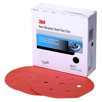 3M Red Abrasive Hookit Disc, Dust Free, 6", P100 Grit, 50 Per Box