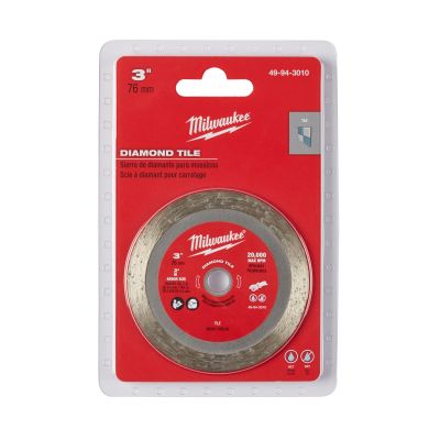 Milwaukee 3 in. Diamond Tile Cut-off Blade MAX 20,000 RPM