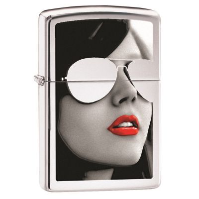 Zippo Woman in Sunglasses High Polish Chrome Lighter