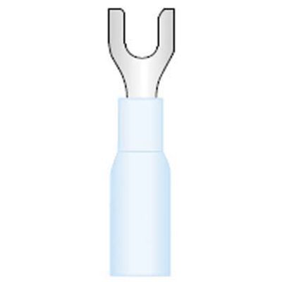 Terminal Spade 1/4" Heat Shrink Blue Not Brazed (16-14) 100/Bag