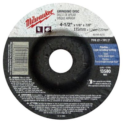 4-1/2" x 1/4" x 7/8" Grinding Wheel (Type 27)