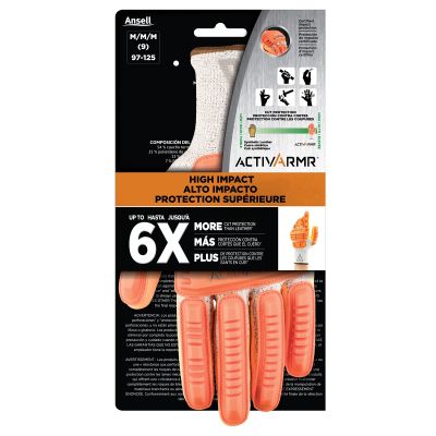 ActivArmr 97-125R Impact and Cut Protection Gloves - Enhanced Oil Grip, Size Medium (1 Pair)