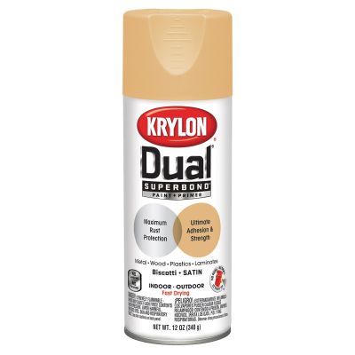 Krylon Dual Superbond Paint+Primer; Satin Biscotti; 12 oz. Aerosol