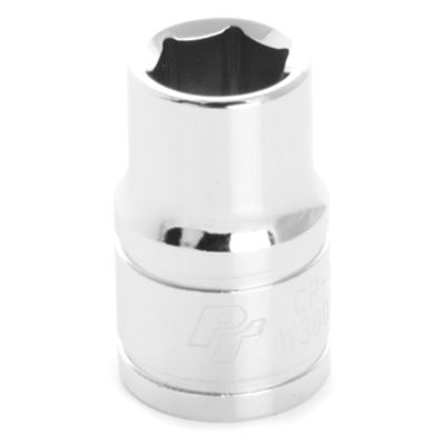 Chrome Socket, 3/8" Drive, 3/8", 6 Point, Shallow
