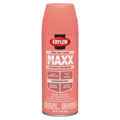 Krylon Covermaxx Paint+Primer; Gloss Coral Isle; 12 oz. Aerosol