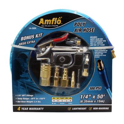 Poly Air Hose 50' x 1/4" with Bonus 9 Piece Kit