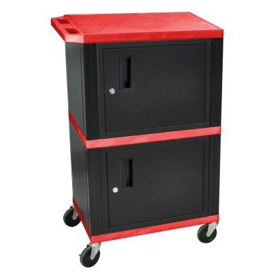 42" Red Tuffy Audio-Visual Double Cabinet - 200 lb. Capacity