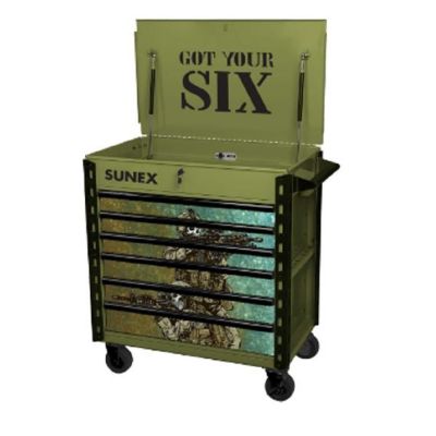 Sunex Tools Premium Full-Drawer Service Cart, Got Your Six Design