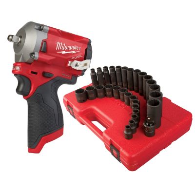 Milwaukee M12 FUEL STUB 3/8 in. Drive Impact Kit w/ Sunex 29-Piece 3/8 in. Drive 12-Point Master Socket Set