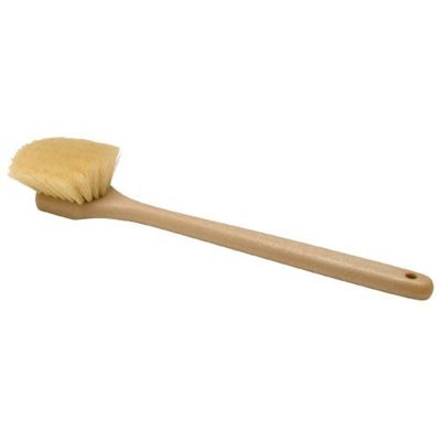 Utility Scrub Brush, White Acid Resistant Tampico Bristles, 21 in. Long Plastic Handle
