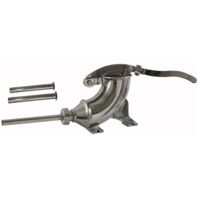 Stainless Steel Sausage Stuffer, 5 lb Capacity, Bolt Down Style, with Three Stainless Steel Funnels