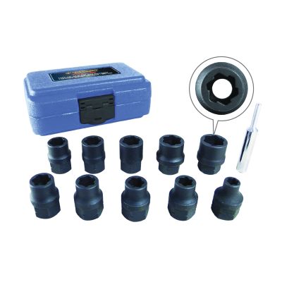 11pc 1/2 Drive Metric Flank Bite Damaged Fastener Impact Sockets