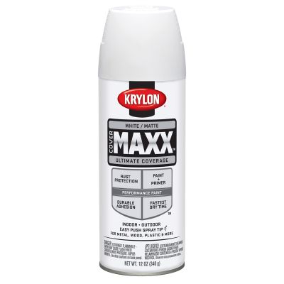 Krylon Covermaxx Paint+Primer; Matte White; 12 oz. Aerosol
