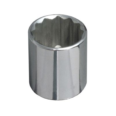 Chrome Socket, 1/2" Drive, 19/32", 12 Point, Shallow