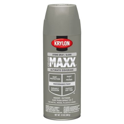 Krylon Covermaxx Paint+Primer; Gloss Stone Gray; 12 oz. Aerosol