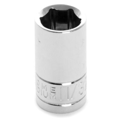 Chrome Socket, 1/4" Drive, 11/32", 6 Point, Shallow
