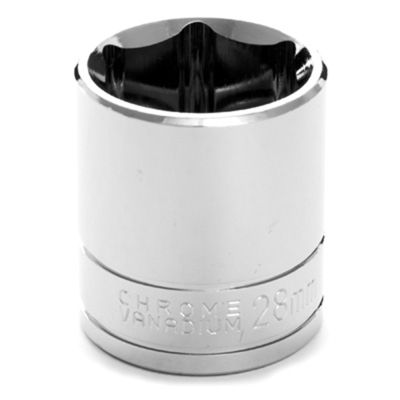 Chrome Socket, 1/2" Drive, 28mm, 6 Point, Shallow
