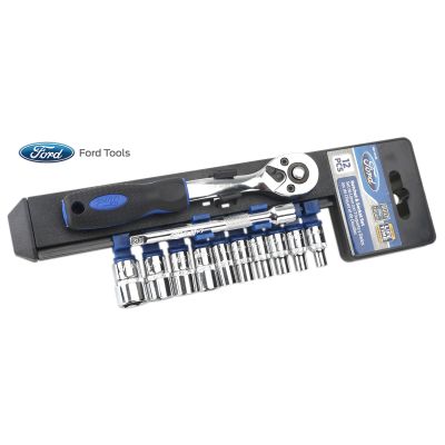 Ford Tools Ratchet and Socket 1/4 in. Fractional 12-Piece Set