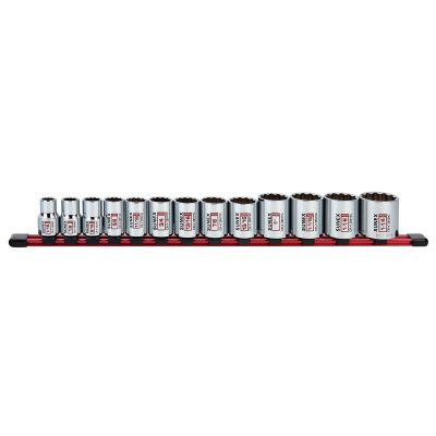 Sunex Tools 13-Piece 1/2 in. Drive Standard Socket Set, Fractional SAE 12-Point Rail