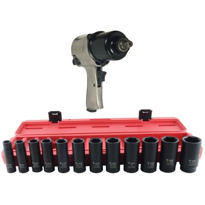 1/2 Dr Air Impact Wrench with 12 piece Socket Set