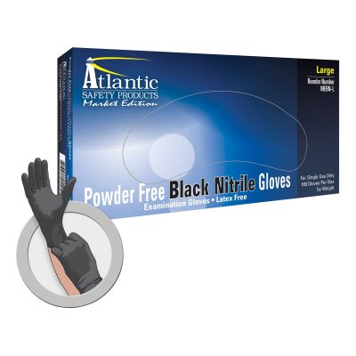 Market Edition Black Powder Free Nitrile Gloves, Small