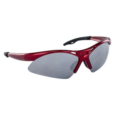 Safety Glasses w/ Red Frame and Smoke Mirror Lens