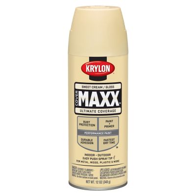 Krylon Covermaxx Paint+Primer; Gloss Sweet Cream; 12 oz. Aerosol