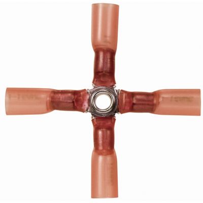 5 Piece 22-18 4-Way (X) Red CS Heat Shrink Connector