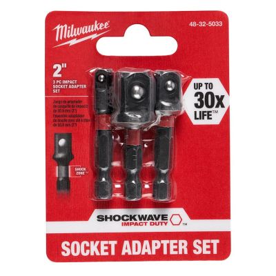 SHOCKWAVE 1/4" Hex Shank Socket Adapter Set (1/4", 1/2", 3/8")