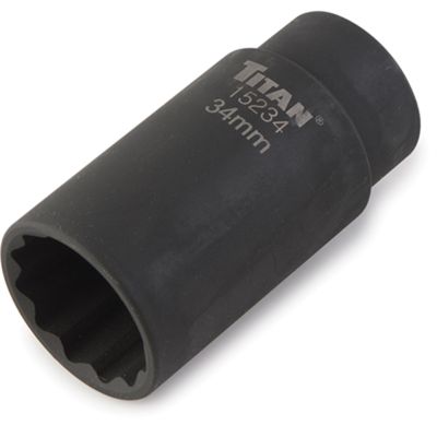 Titan Axle Nut Socket 1/2 in. Drive, 34 mm, 12 Point, Deep