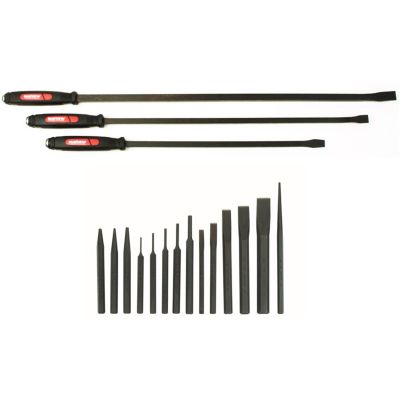 Mayhew 3-Piece Dominator Hd Pry Bar Set with Free 14-Piece Punch and Chisel Set
