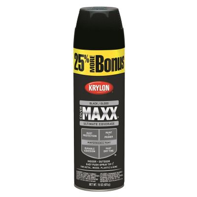 Krylon Covermaxx Paint+Primer; Gloss Black; 15 oz. Aerosol