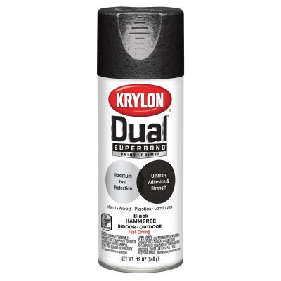 Krylon Dual Superbond Paint+Primer; Black Hammered; 12 oz. Aerosol