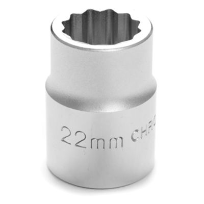Chrome Socket, 3/4 Drive, 22mm, 12 Point, Shallow