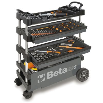 Folding Mobile Tool Cart, Grey