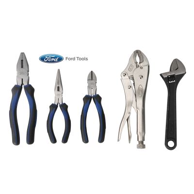Ford Tools Plier 5-Piece Set with Locking Pliers and Adjustable Wrench