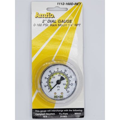 General Purpose Pressure Back Mount Gauge, 1/4" NPT, 0-160 PSI