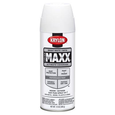 Krylon Covermaxx Paint+Primer; Satin Bright White; 12 oz. Aerosol