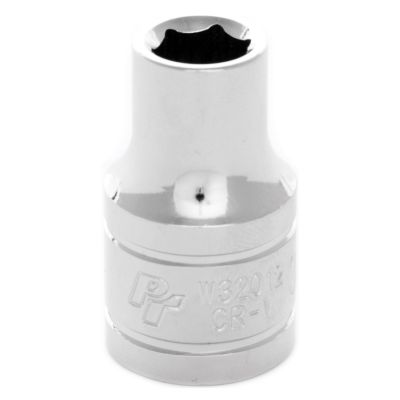 Chrome Socket, 1/2" Drive, 3/8", 6 Point, Shallow