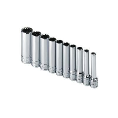 10 Piece 1/4" Drive 12 Point SAE Deep Socket Set