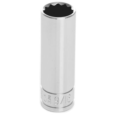 Chrome Socket, 3/8" Drive, 9/16", 12 Point, Deep