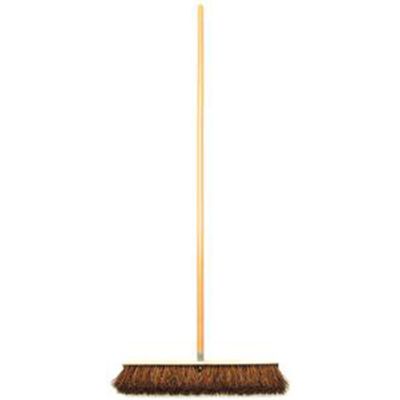 Outdoor Push Broom, 18 in. Wide Wood Block, 4 in. Stiff Palmyra Bristles, with 60 in. Wooden Handle