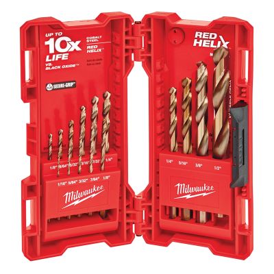 15-Piece Cobalt RED HELIX Drill Bit Kit