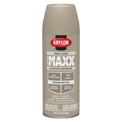 Krylon Covermaxx Paint+Primer; Gloss Khaki; 12 oz. Aerosol