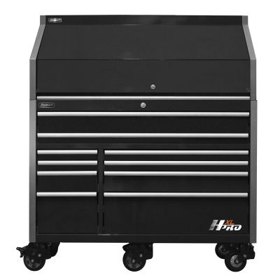 HXL Pro Series 30" Deep 18-Drawer Roller Cabinet and Top Hutch Combo -Black